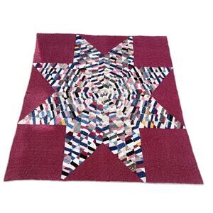 Mabel Bradley's 1910 Lone Star Quilt Masterpiece Queen Hand Pieced & Quilted
